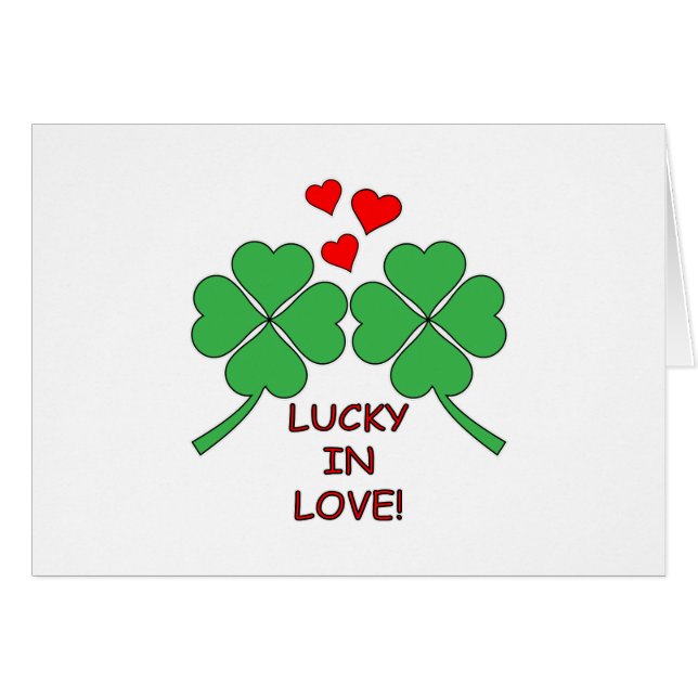 Cartão Lucky In Love Heart Clover (Frente Horizontal)