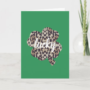 Cartão Lucky Leopard Print Shamrock St. Patrick's Day