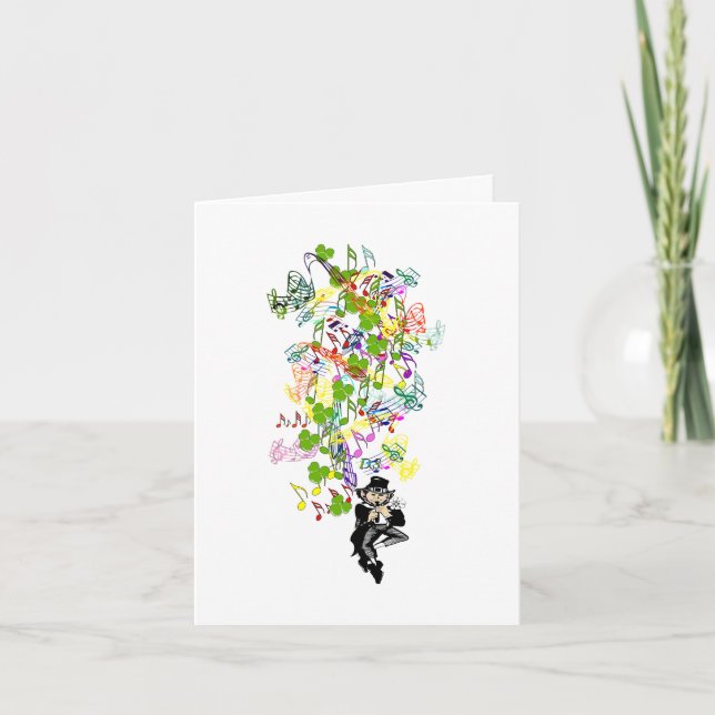 Cartão Lucky Leprechaun Com Shamrocks (Frente)