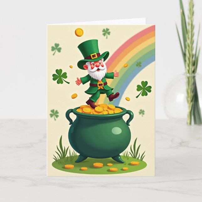 Cartão Lucky Leprechaun Gold Coin Card (Frente)