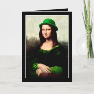 Cartão Lucky Mona Lisa Dia de São Patrício Shamrock