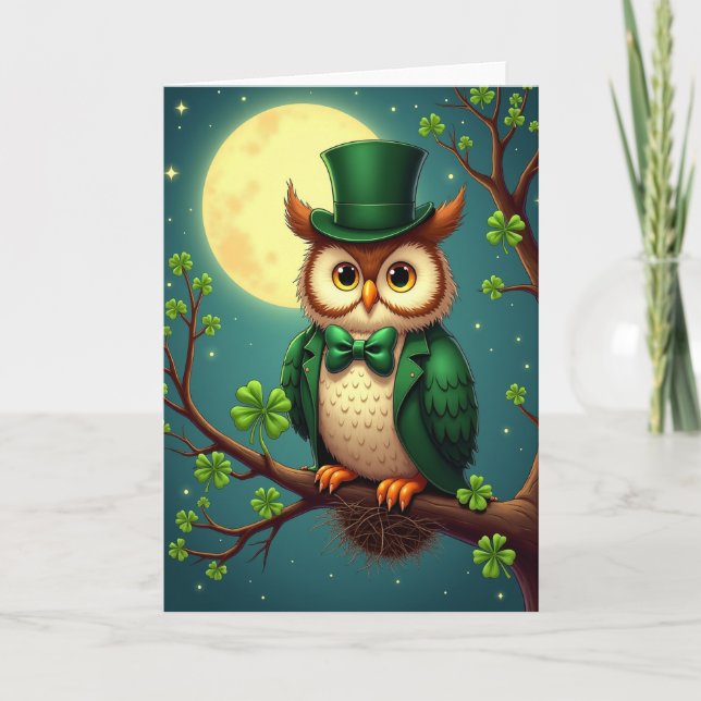 Cartão Lucky Owl Moonlit Scene Card (Frente)
