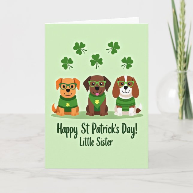 Cartão Lucky Pups Happy St Patricks Card (Frente)