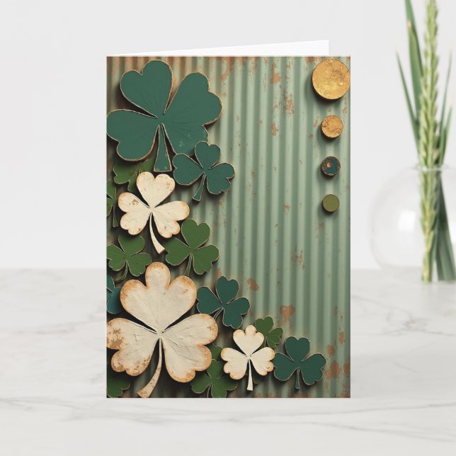 Cartão Lucky Shamrocks Vintage Style Card (Frente)