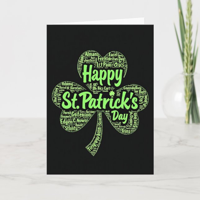 Cartão Lucky St Patricks Day Text Art Card (Frente)