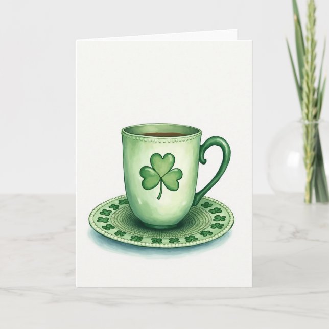 Cartão Lucky Tea Cup St Patricks Day Card (Frente)