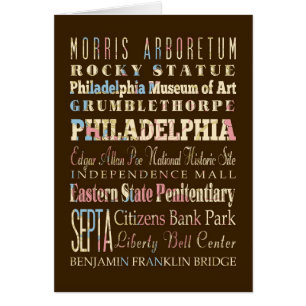 Cartão Lugares famosos de Philadelphfia, Pensilvânia