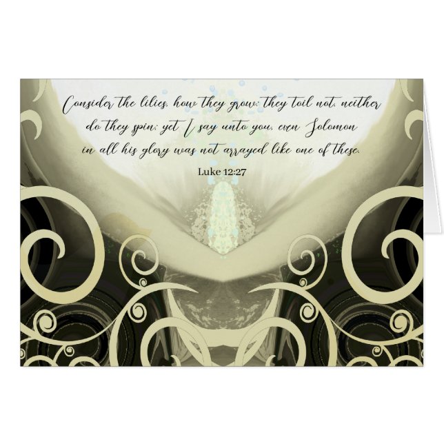 Cartão Luke 12:27 - Considere o conforto dos lírios-Deus (Frente horizontal)