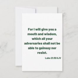 Cartão Luke 21:15 KJV Bíblia Verse Flat Greeting Card