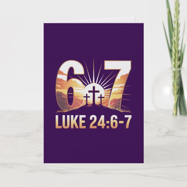 Cartão  Luke 24 6-7 Easter Card He Is Not Here Risen  (Frente)