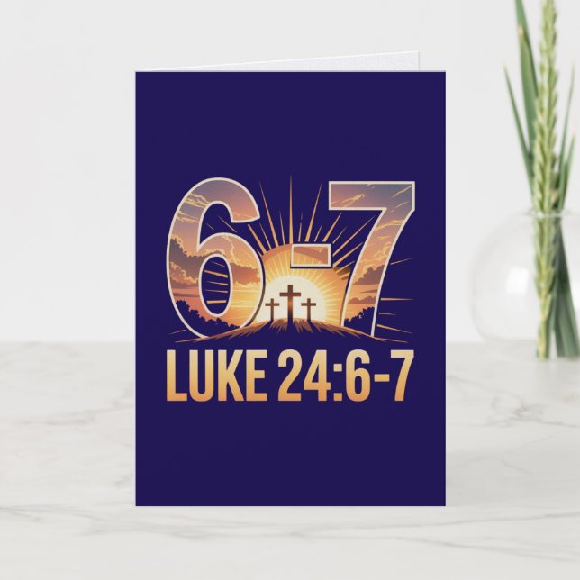 Cartão Luke 24:6-7 Easter Card Risen Savior Scripture  (Frente)