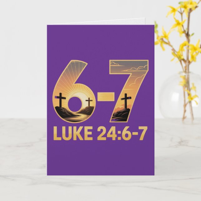 Cartão Luke 24:6-7 Easter Card Risen Savior Scripture  (Flor Amarela)
