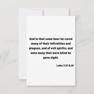Cartão Luke 7:21 KJV Bíblia Verse Flat Greeting Card