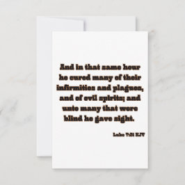 Cartão Luke 7:21 Saudação de Escritura de Bíblia KJV