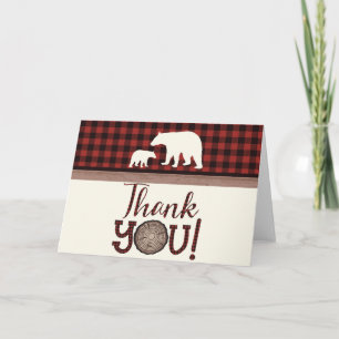 Cartão Lumberjack Mama Bear Chá de fraldas Obrigado Cartõ