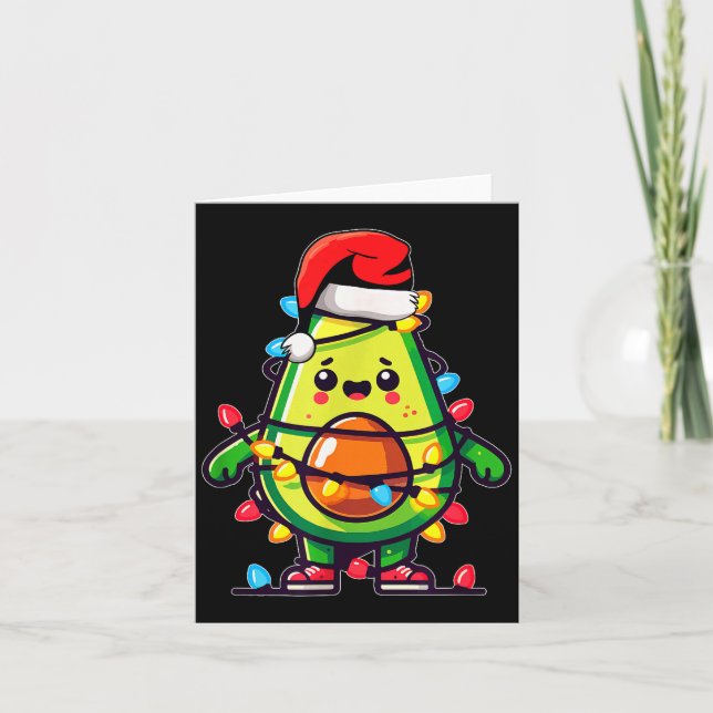 Cartão Luminoso Abacate Suéter Feio de Natal Guacamole  (Frente)
