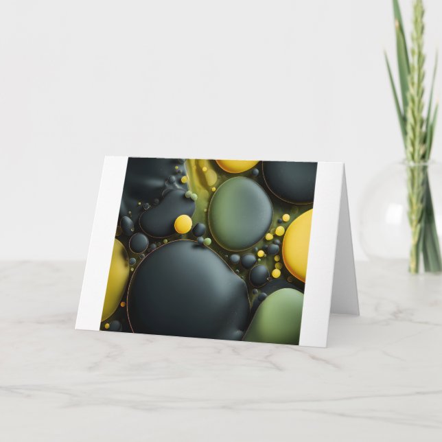 Cartão Luminous Fluid Dynamics: Yellow and Green Abstract (Frente)