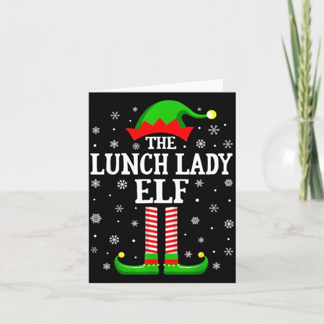 Cartão Lunch Lady Elf Funny Christmas Family Matching  (Frente)