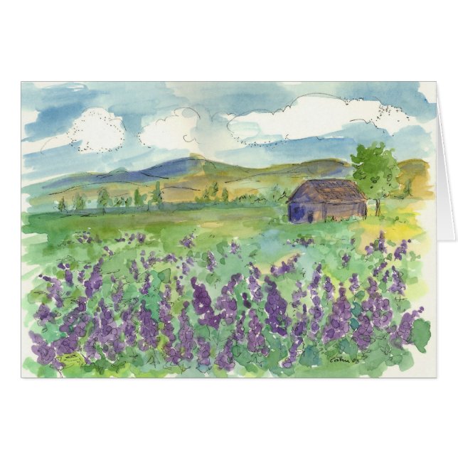 Cartão Lupine Roxo Campo Aquarela Flores Selvagens (Frente horizontal)