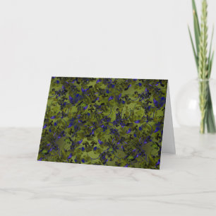Cartão Lúpulo Escuro Abstrato Botânico verde e azul
