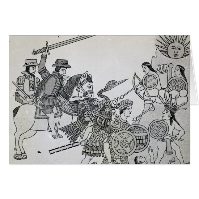 Cartão Luta entre o espanhol e os astecas (Frente Horizontal)