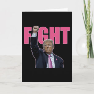 Cartão Luta Trump Contra o Câncer de Mama Laço Rosa Su