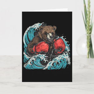 Cartão Lutador de Boxe Amante de Ursos Luvas de Boxe Kick