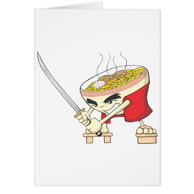 Cartão Lutador japonês da sopa de macarronete com espada (Frente)