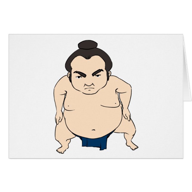 Cartão Lutador japonês do Sumo dos desenhos animados (Frente Horizontal)