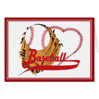 Cartão Luva de baseball e coração de baseball