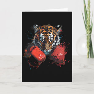 Cartão Luvas de boxe amante de tigre boxe kickboxing engr
