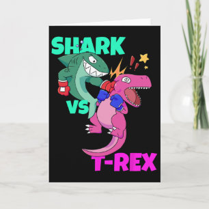 Cartão Luvas de Boxe Tubarão Vs Dinossauro T Rex Para Cri