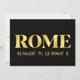 Cartão Lux Dourado Roma Latitude & Longitude Greeting