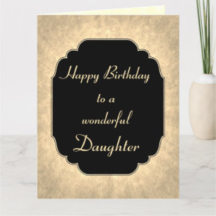 Cartão Luxo preto e dourado Feliz Aniversário Filha