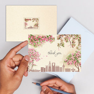 Cartão Luxuoso Obrigado Casamento Bougainvillea Horizonte