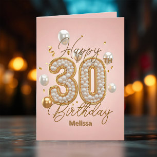 Cartão Luxuoso Pearte, Rosa e aniversário de 30 anos Dour