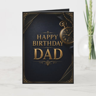 Cartão Luxury Black & Gold Vintage Pocket Watch Birthday
