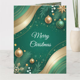 Cartão Luxury Green and Gold Christmas Card 