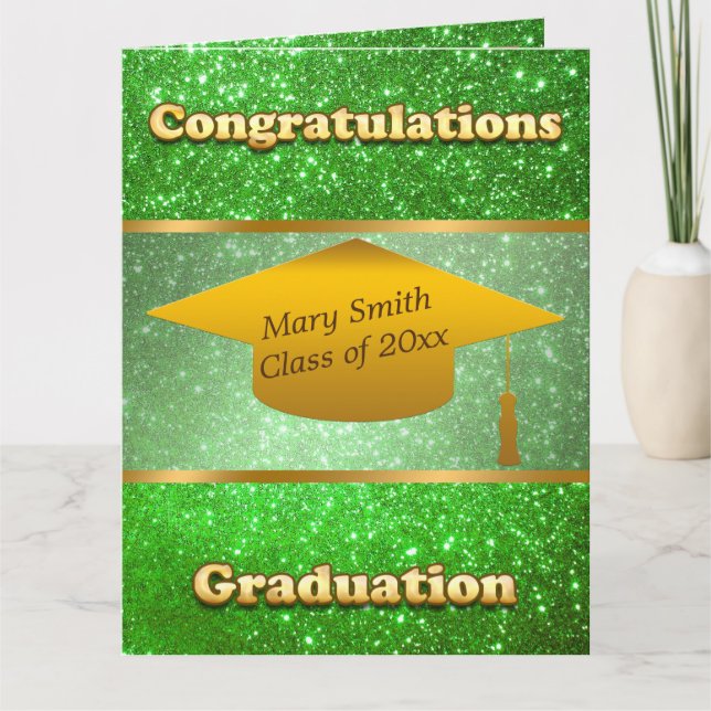 Cartão Luxury Moderno Personaliza Brilho Verde (Frente)