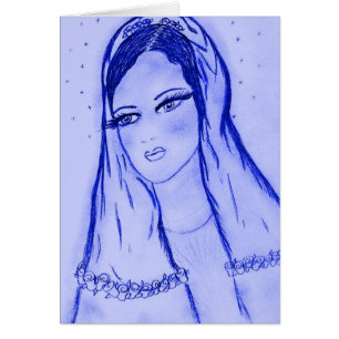 Cartão Luz das estrelas Mary no azul