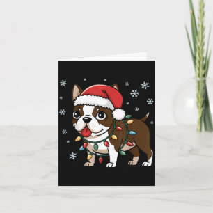Cartão Luz de Árvore de Natal Boston Terriers Homens Mulh