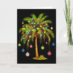 Cartão Luz de árvore de palmeira de Natal Havaiano Tropic