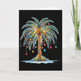 Cartão Luz de árvore de palmeira de Natal Havaiano Tropic