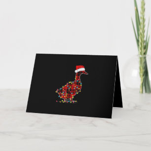Cartão Luz de Natal do Pato Engraçado Xadrez Vermelho Com