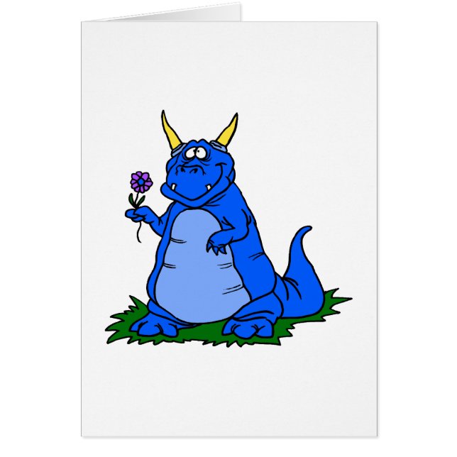 Cartão Luz - dragão azul com flor (Frente)