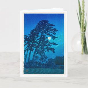 Cartão Luz-lua em Magome, Hasui Kawase, Woodcut