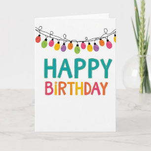 Cartão Luzes de Carta de Aniversário Azul Verde