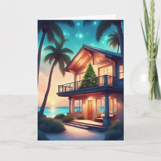 Cartão Luzes de Férias no Mar (Frente)