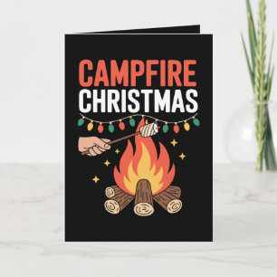 Cartão Luzes de Fogo de Torrada de Marshmallow de Natal n