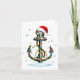 Cartão Luzes de Natal Âncora Náutica Navegação Marinheiro